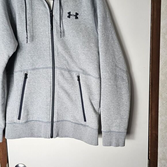 Under Armour Gray Men's Size Medium Fitted Coupe Hooded Zip Up Jacket Athletic - Picture 2 of 6
